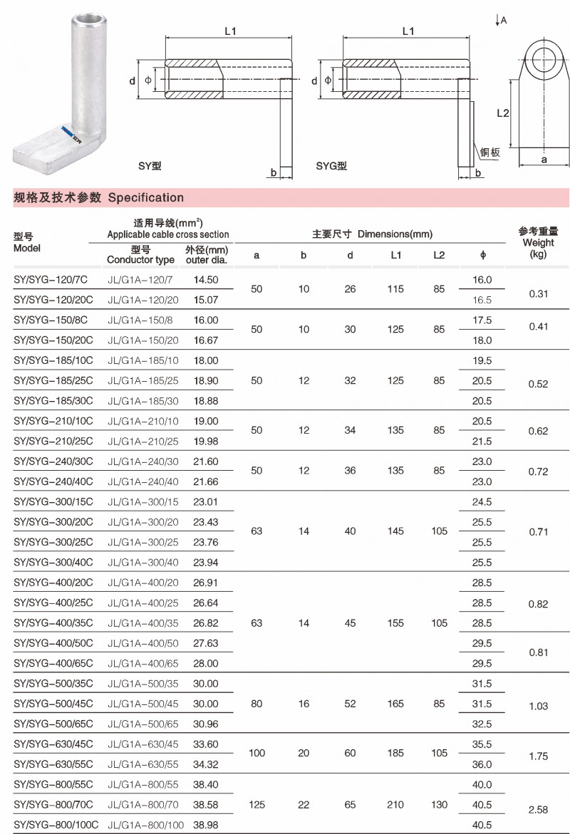 SY压缩型铝装备线夹、SYG铜铝钎焊装备线夹_变电金具_产品中心_五五世纪电气集团